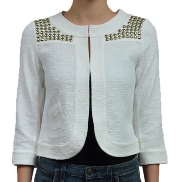 Generation Love Anita Studded Cropped White Blazer NEW - Picture 3 of 13